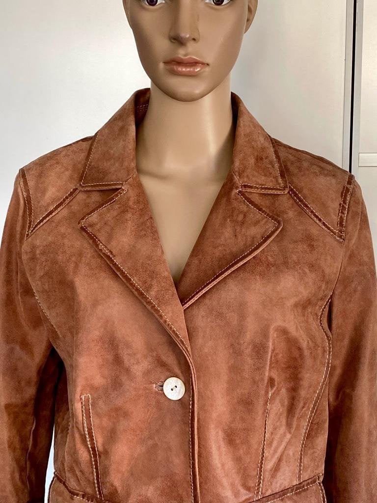 J112 Donna D maat 42=L echt-leren jasje jas blazer bruin, Kleding | Dames, Donna D, Bruin, Maat 42/44 (L), Ophalen of Verzenden