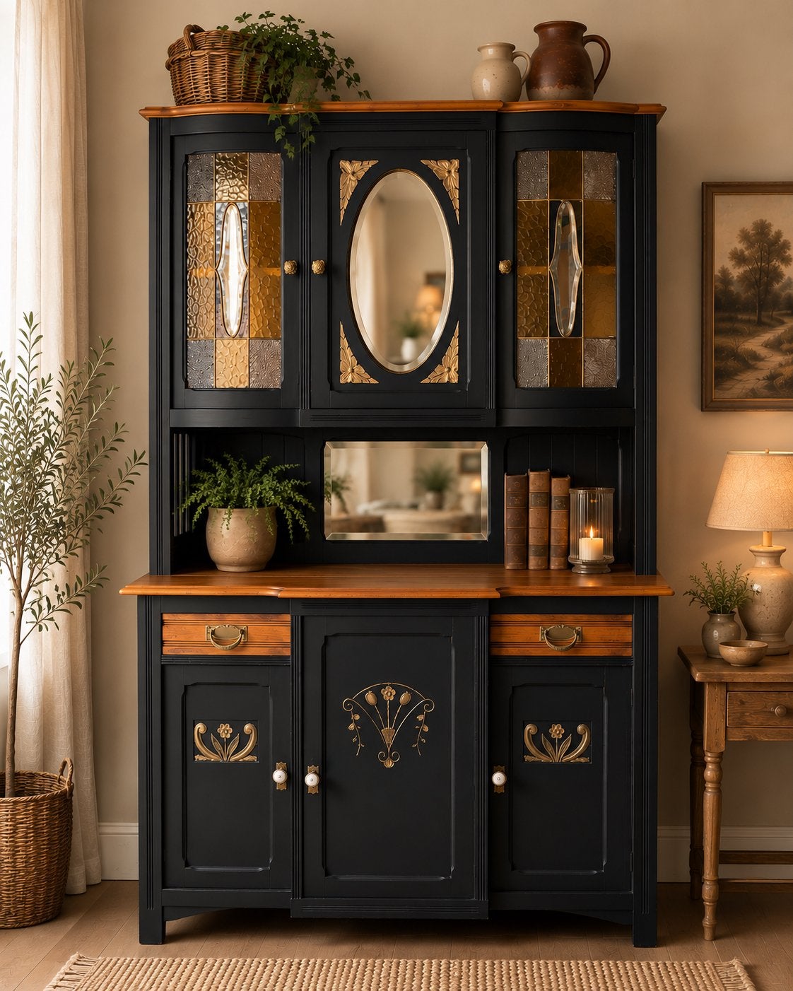 Mooie vintage buffetkast, Ophalen, 200 cm of meer, 25 tot 50 cm, Glas