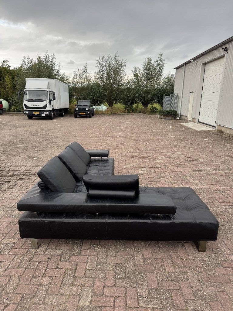 Zwarte Leren Hoekbank - Montel Cipriani, Huis en Inrichting, Ophalen, 250 tot 300 cm, Gebruikt, 125 tot 150 cm