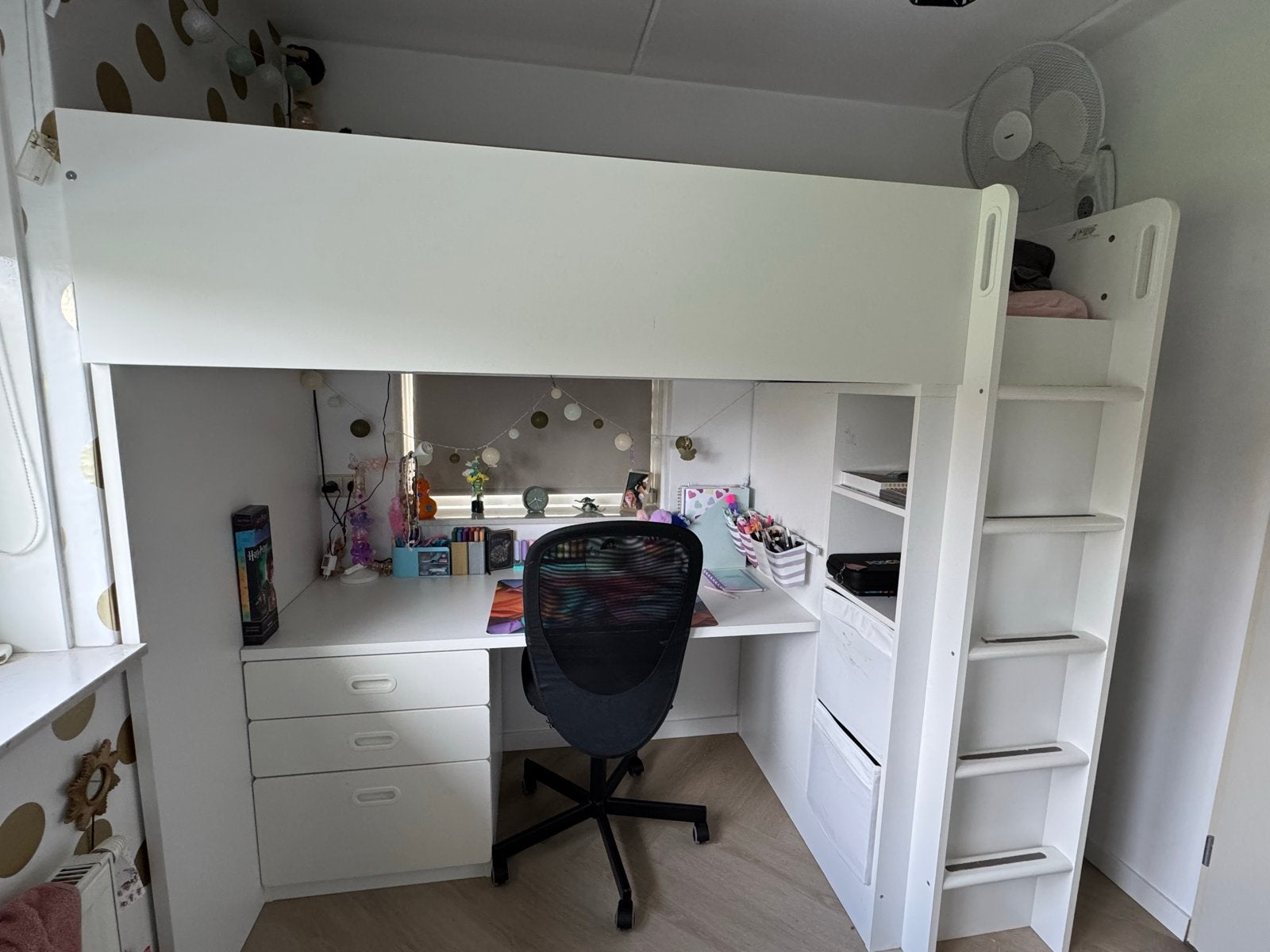 IKEA Hoogslaper met bureau en opbergruimte, Ophalen, Hoogslaper, Eenpersoons, 200 cm