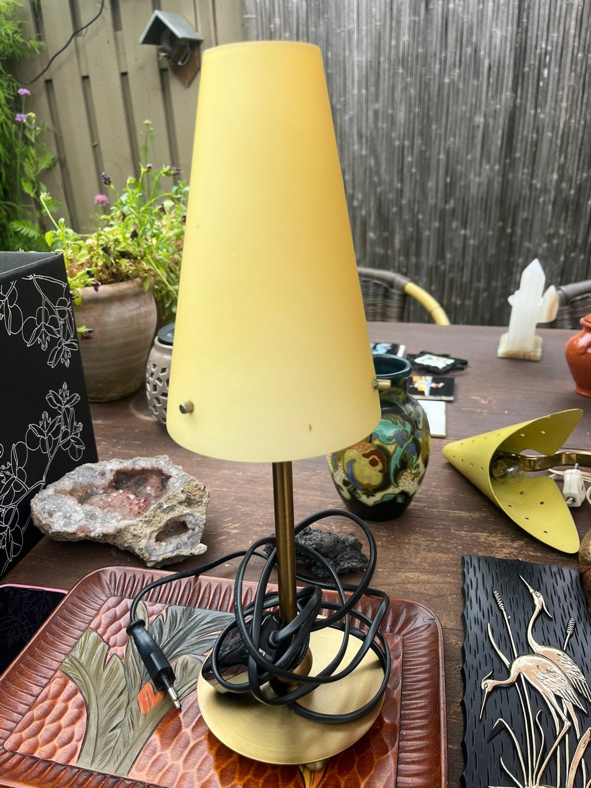 Vintage glazen ikea lamp antimon, Huis en Inrichting, Lampen | Tafellampen, Ophalen of Verzenden, Zo goed als nieuw, IKEA, Vintage