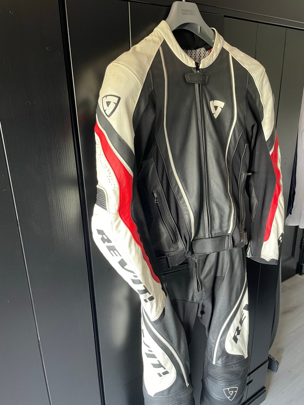 REV’IT tweedelig leren motorpak maat 50/46, Ophalen, Tweedehands, Heren, Combipak