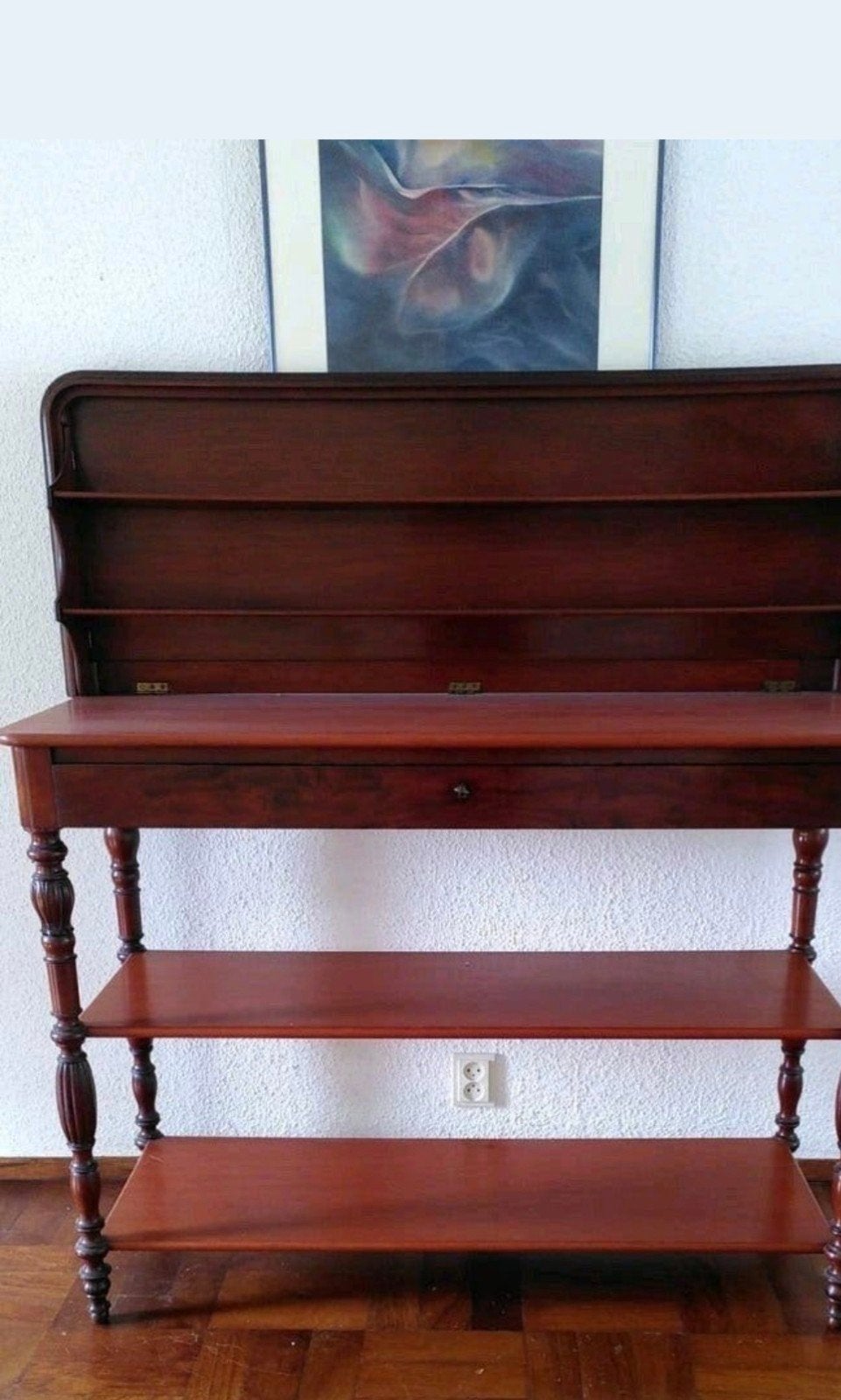 massief mahonie Biedermeier klepbuffet met lade, Antiek en Kunst, Ophalen of Verzenden