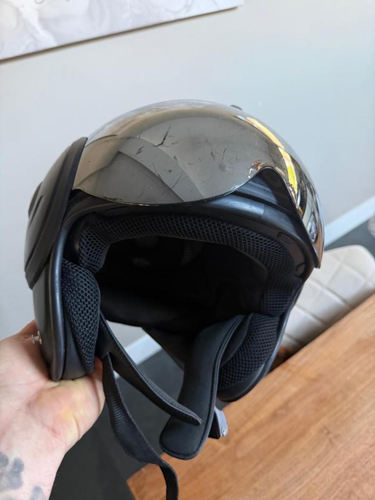 Roof Boxxer motorhelm - Mat zwart met spiegelvizier, Motoren, Kleding | Motorhelmen, Systeemhelm, Heren, S, Tweedehands