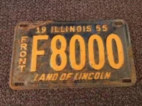 Kentekenplaat licenseplate Illinois Front 1955 USA, Verzenden, Gebruikt, Auto's