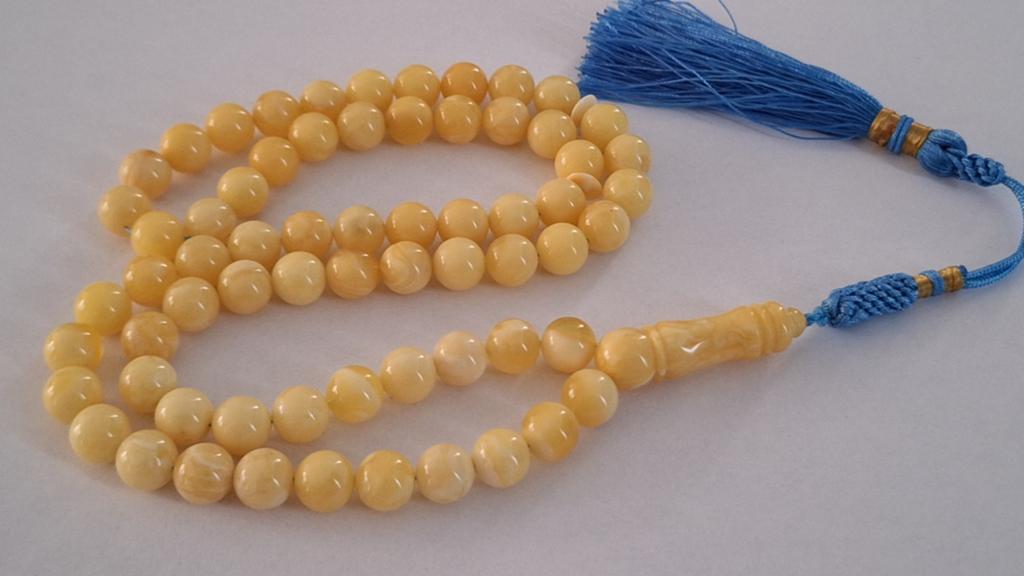 Baltische amber barnsteen tesbih ketting, Ophalen of Verzenden, Overige materialen, Ketting, Met edelsteen