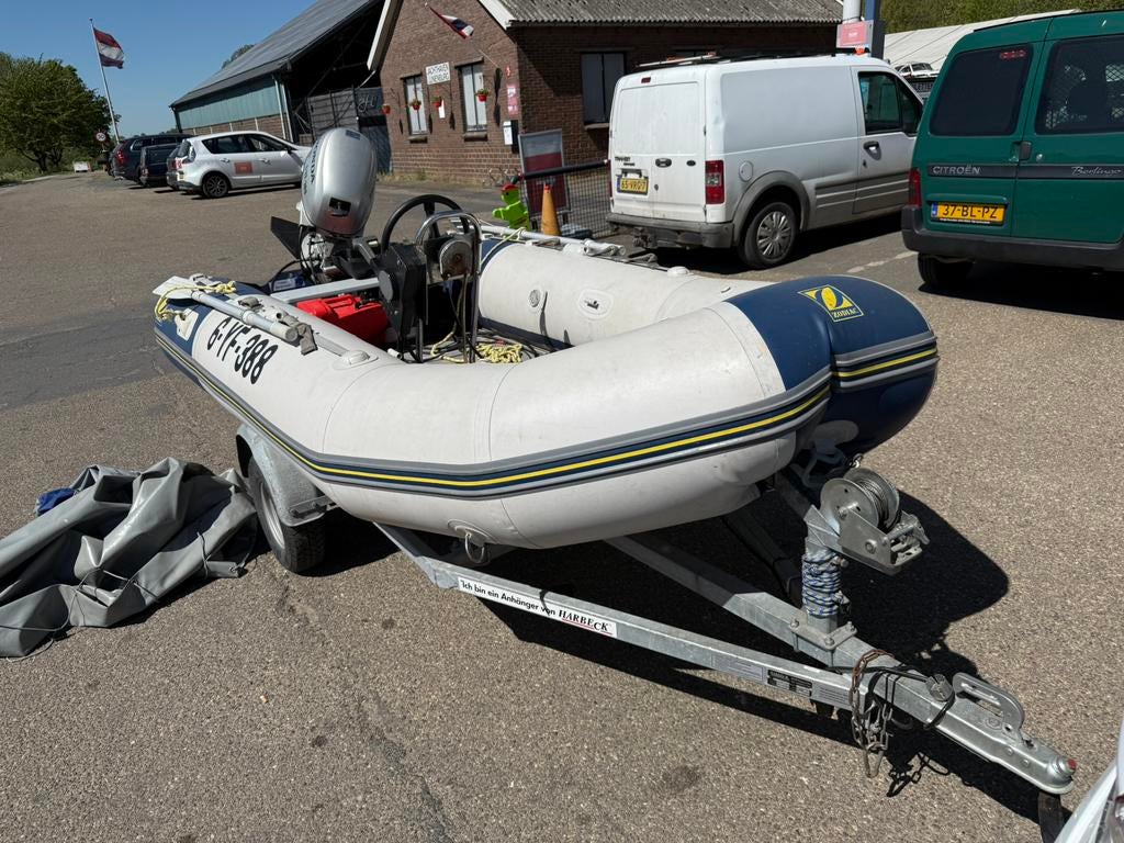 Zodiac RIB 340 + Honda BF20D (2012) + trailer, Watersport en Boten, Ophalen, Kunststof, Gebruikt, Zodiac