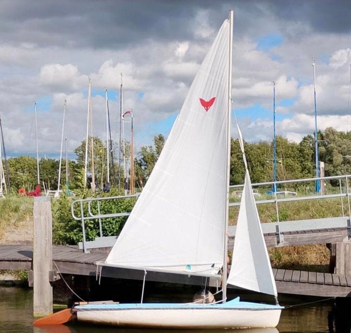 Leuke zeilboot, ideaal voor wedstrijden, Watersport en Boten, Open zeilboten, Ophalen, Gebruikt, Inclusief zeilen, Polyester