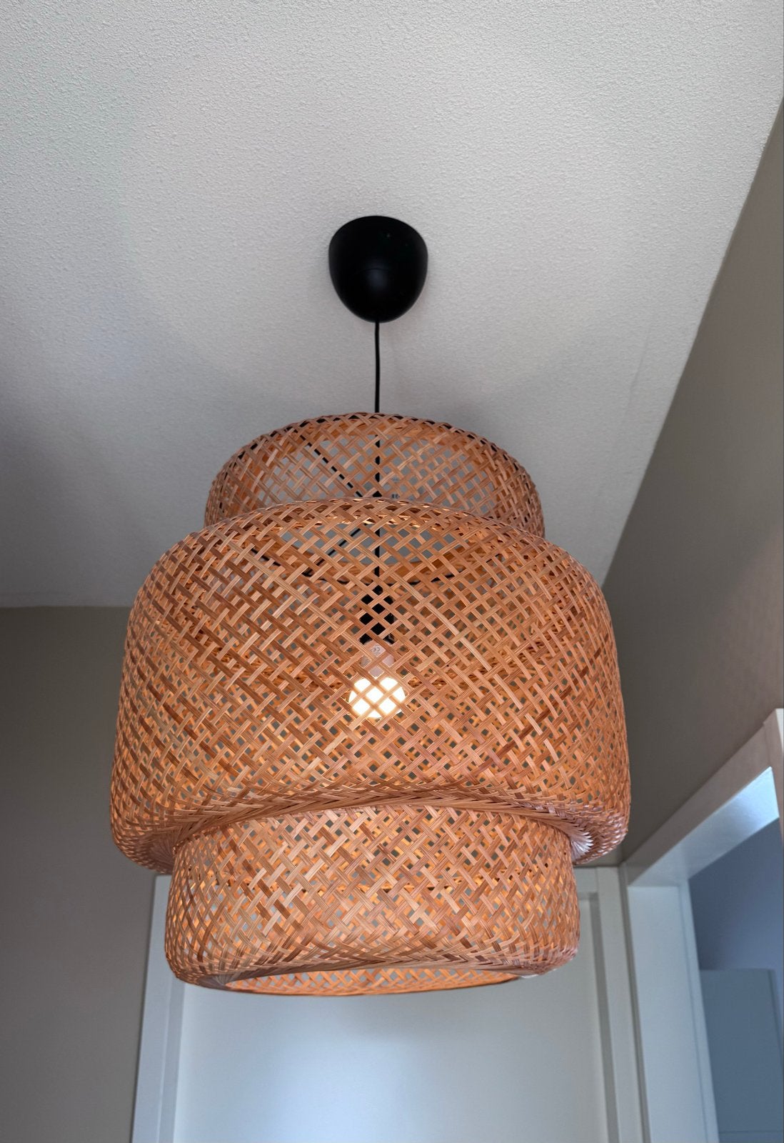 Bamboe hanglamp - Sinnerlig Ikea 50cm, Huis en Inrichting, Lampen | Hanglampen, Ophalen of Verzenden, Zo goed als nieuw, Overige materialen