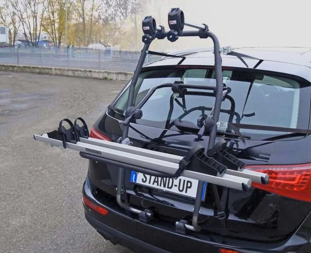 Menabo Stand Up 2 fietsendrager (Nieuw), Auto diversen, Fietsendragers, Nieuw, Achterklepdrager, 2 fietsen, Brede banden, Elektrische fiets