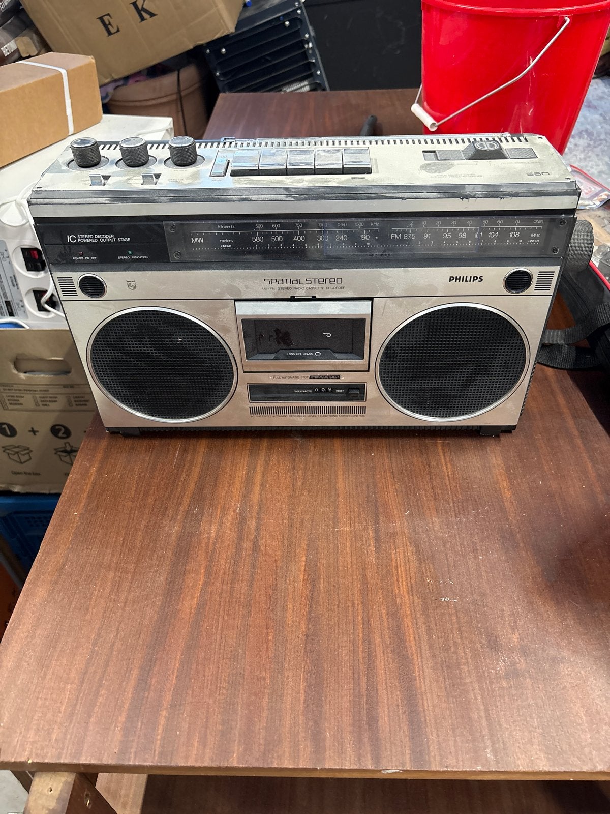 Vintage Philips Spatial Stereo Radio Cassette Recorder, Audio, Tv en Foto, Gebruikt, G, Ophalen of Verzenden, Met cd-speler