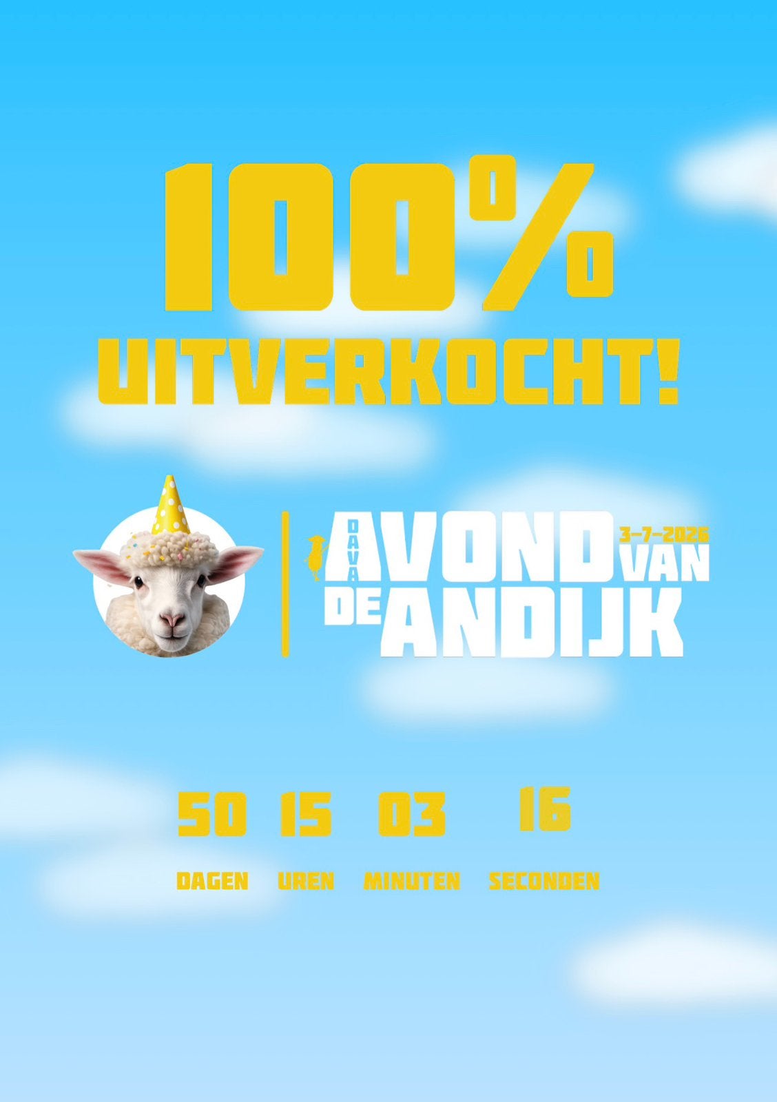 Ticket avond van andijk - AVA - volwassen ticket, Eén persoon