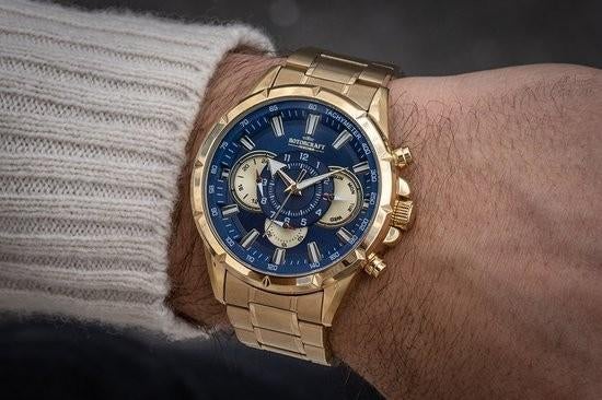 Nieuwe goudkleurige Rotorcraft, Sieraden, Tassen en Uiterlijk, Horloges | Heren, Overige merken, Staal, Staal, Polshorloge