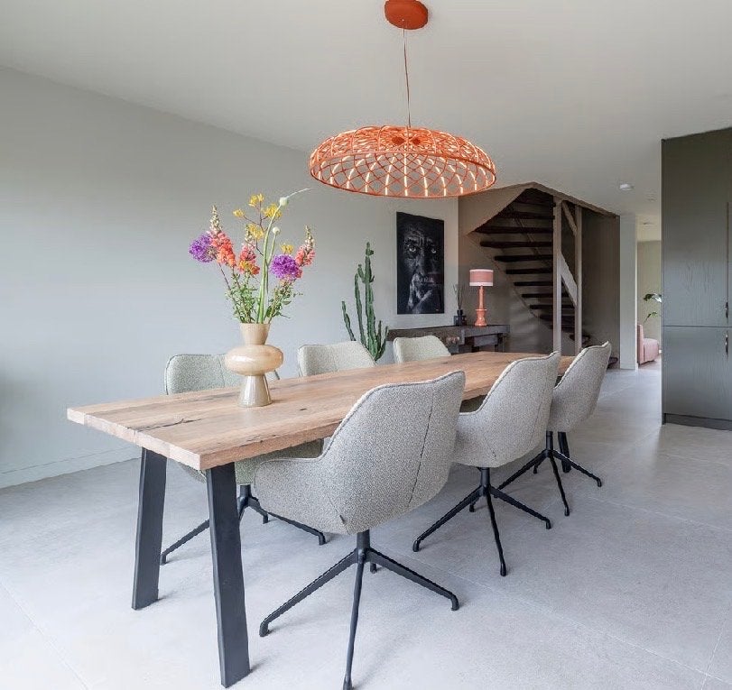 Eiken eettafel 240x90 cm De Betoverde Zolder, Ophalen, Gebruikt, Eikenhout, 200 cm of meer