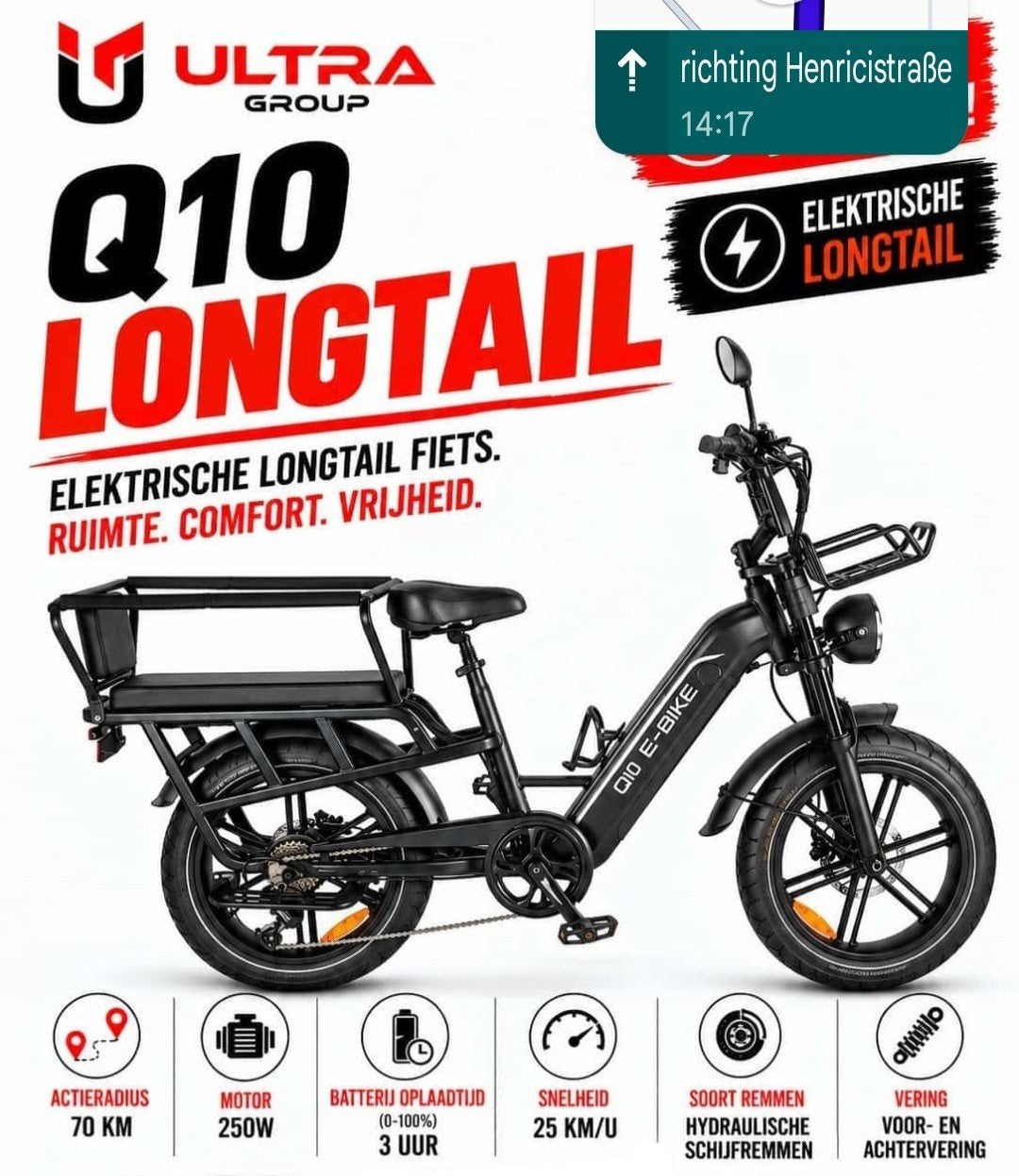 NIEUW E Bike Fatbike Q10 LONGTAIL, Fietsen en Brommers, Ophalen, Nieuw, Overige merken