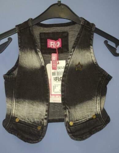 Like Flo gilet topje nieuw zwart/grijs denim mt 92-104 28429