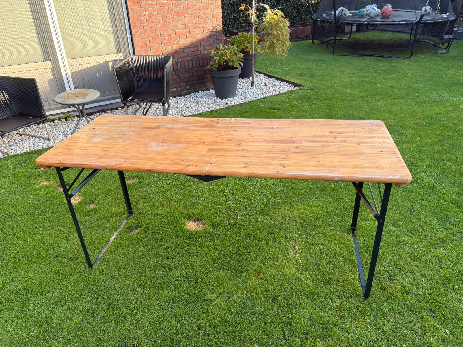 Robuuste Houten Klaptafel / Eettafel (170x70 cm), Ophalen, Zo goed als nieuw, Rechthoekig, Hout