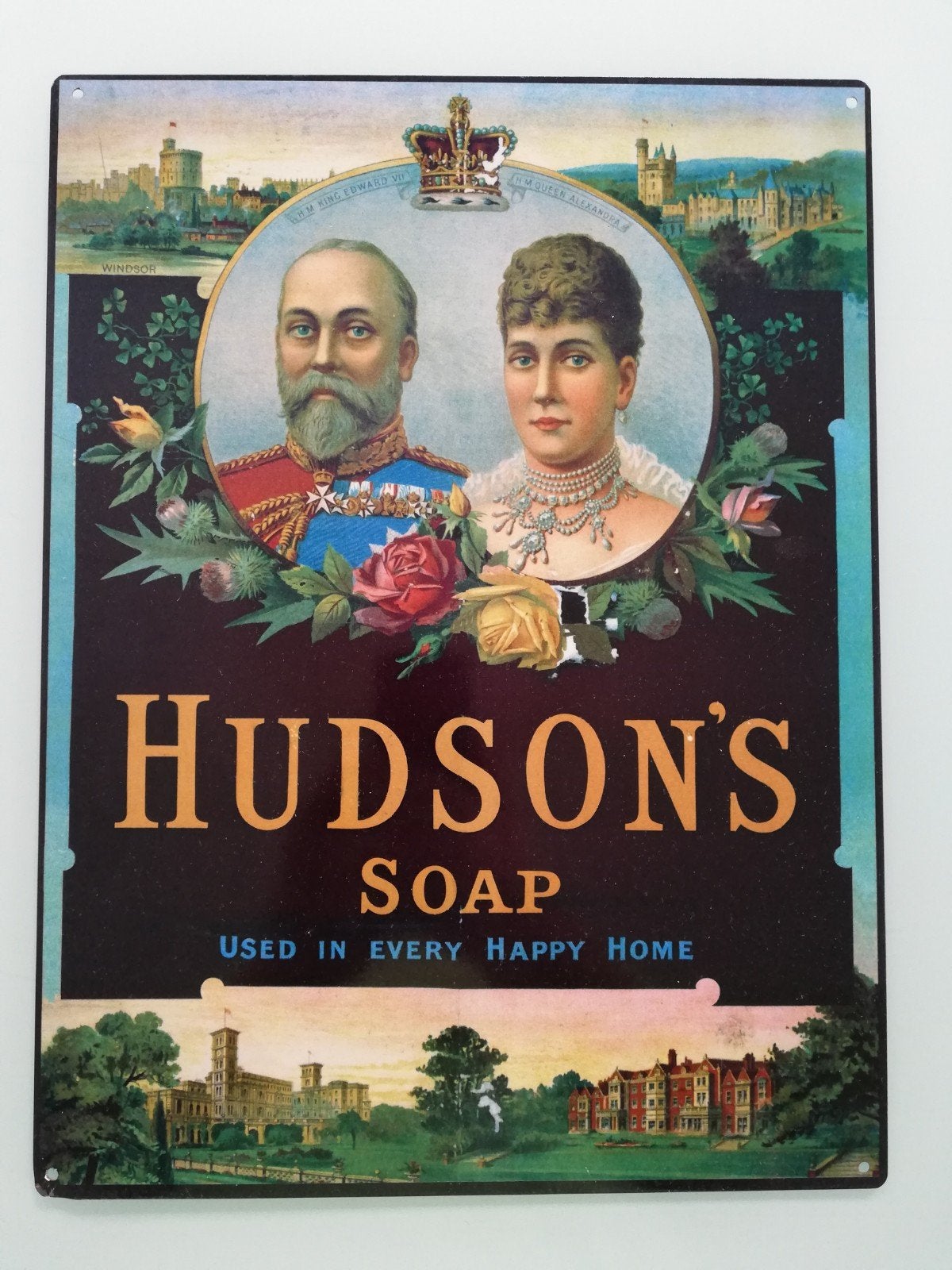 Vintage Hudson's Soap blikken reclamebord., Ophalen of Verzenden, Gebruikt, Reclamebord