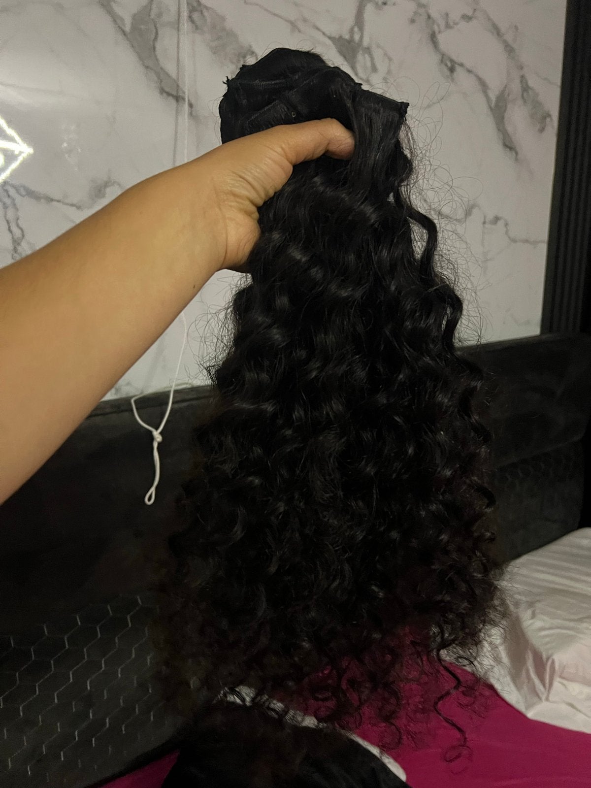 Krullend haar extensions - Clip-in - Zwart, Ophalen of Verzenden, Gebruikt, Pruik of Haarverlenging