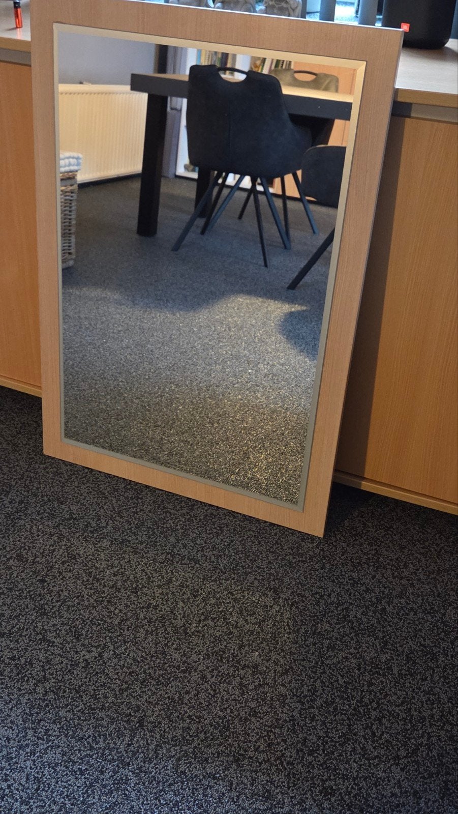 Massief eiken spiegel (70x100 cm), Ophalen, Zo goed als nieuw, Minder dan 100 cm, Rechthoekig