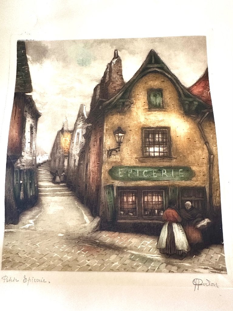 Jef Codron Ets Aquatint Handgesigneerd in potlood schilderij, Verzenden, Gesigneerd, Klassiek, Aquarel