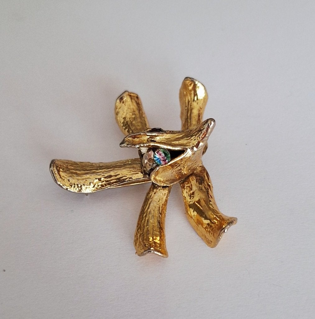 Vintage grote vergulde broche/hanger,gekeurd, Verzenden, Overige materialen, Broche