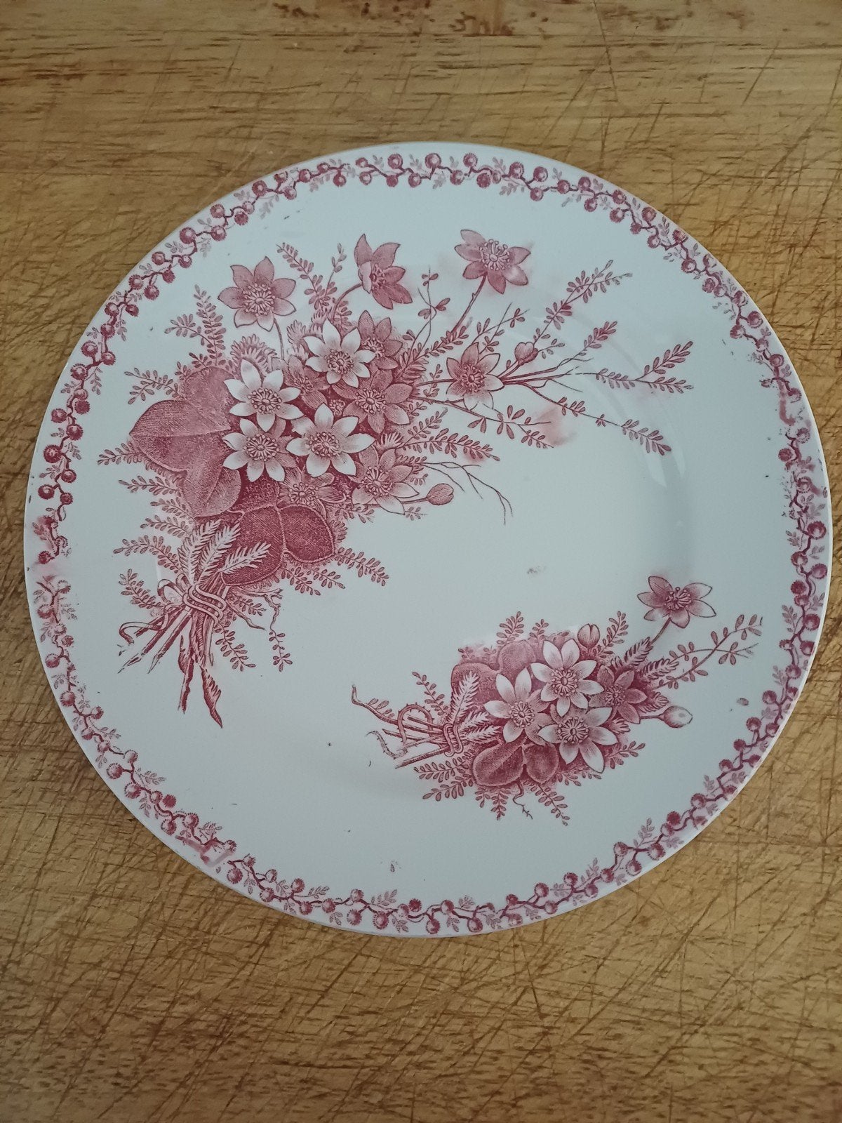 Antieke Bord van het oude B.F.K. decor Bouquets rood, Verzenden