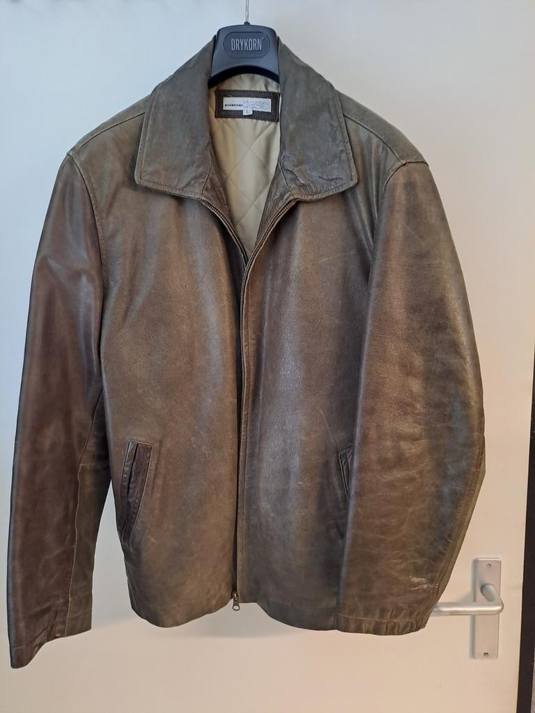 Bruin lerenjas Bijenkorf Basic, Kleding | Heren, Jassen | Winter, Ophalen of Verzenden, Bruin
