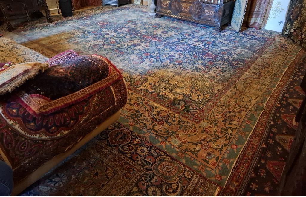 Antiek tapijt 19e eeuws Mughal/Mogul India/Lahore 4.50x3.62m, Ophalen