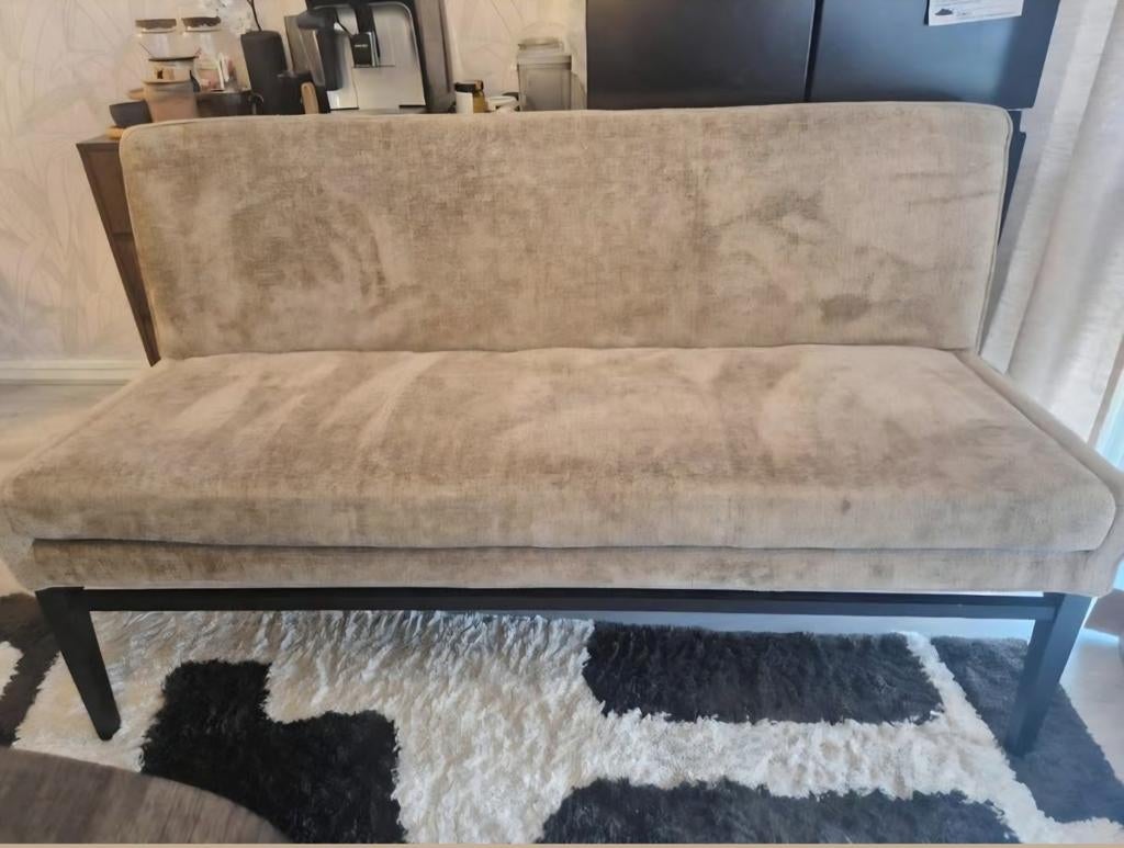Comfortabele eettafelbank - Beige stof, Gebruikt, 150 tot 200 cm, Tweepersoons, 75 tot 100 cm