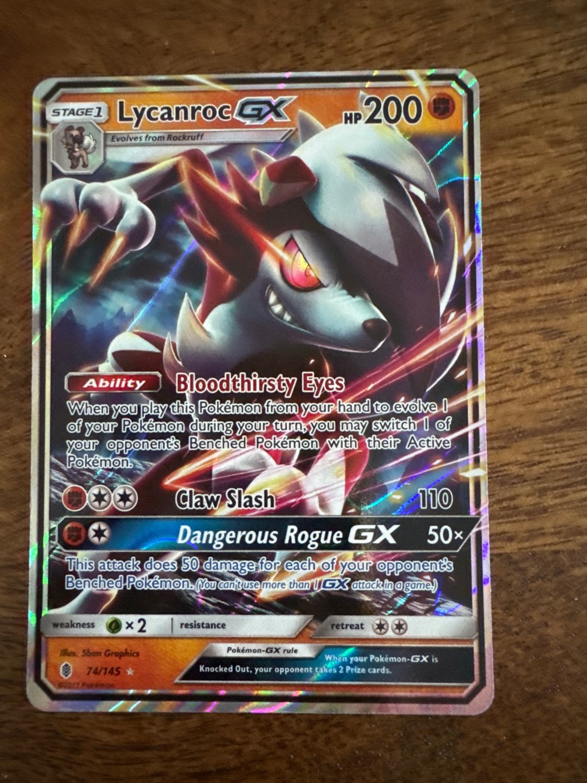 Pokémon Kaart Lycanroc GX 74/145 - Zo goed als nieuw, Ophalen of Verzenden, Zo goed als nieuw, Losse kaart