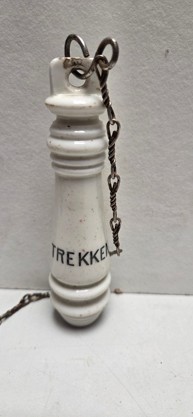 Antieke porseleinen WC trekker met ketting, Ophalen