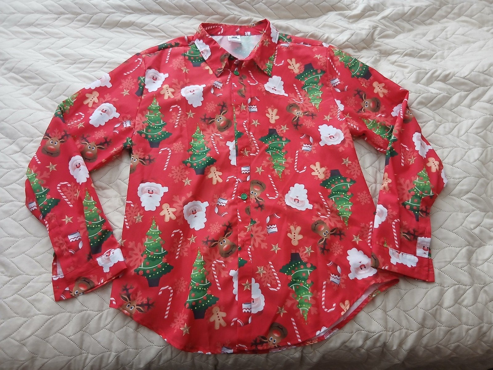 Mooi nooit gedragen kerst overhemd, maat 60, Ophalen of Verzenden, Nieuw, Meerkleurig, Overige halswijdtes