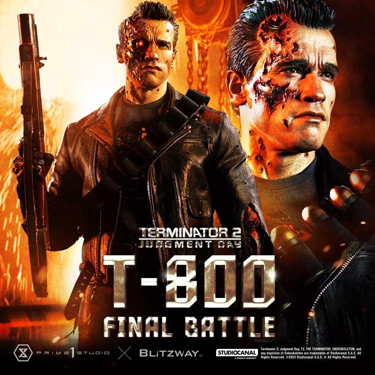 Prime 1 Studio Terminator 2 T-800 Final Battle Museum Line, Ophalen of Verzenden, Nieuw, Film, Beeldje, Replica of Model