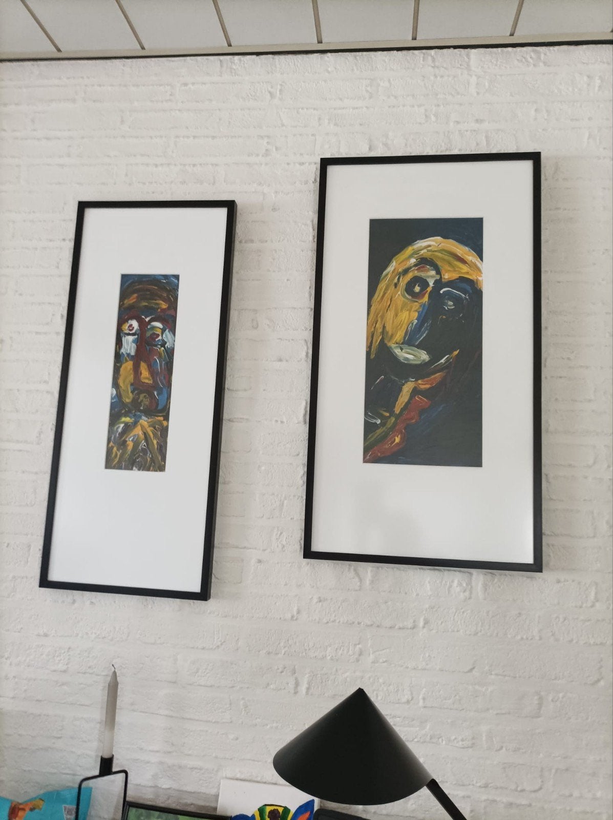 Abstracte gezichten kunstwerken - Set van 2, Antiek en Kunst, Kunst | Schilderijen | Modern, Ophalen