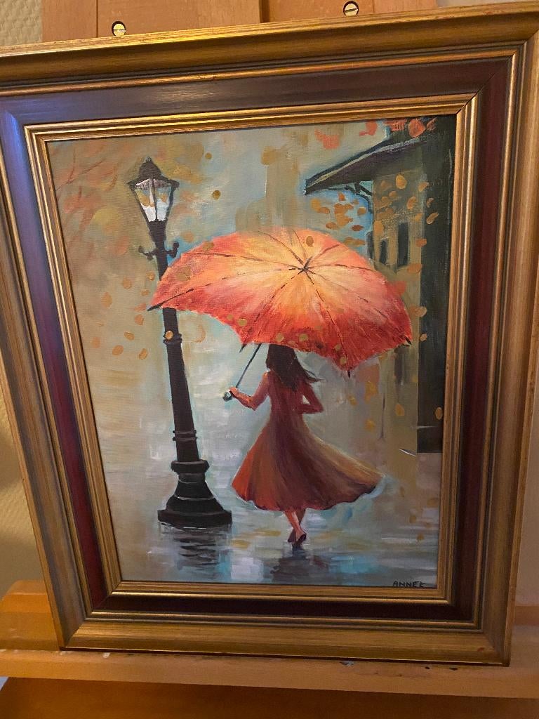 MEISJE MET PARAPLU, Minder dan 50 cm, Nieuw, Ophalen of Verzenden, Schilderij