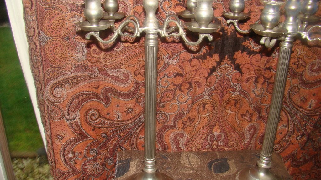 Zilverkleurige kandelaar, Ophalen of Verzenden, Gebruikt, Metaal, Kandelaar