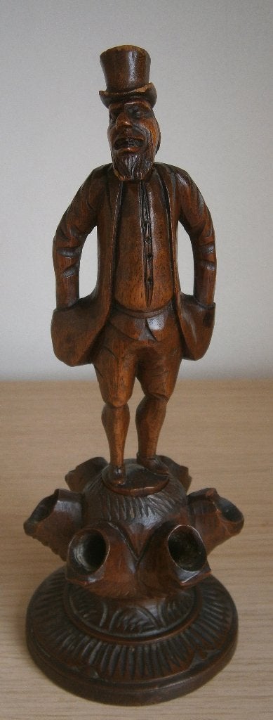 Antiek Zwarte Woud houten pijp/tabak houder, man fig, H 23cm, Ophalen of Verzenden, Gebruikt, Overige typen