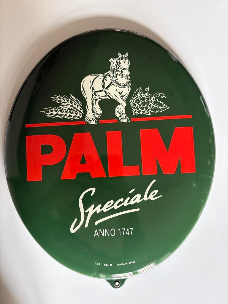 Palm emaille bord, Ophalen of Verzenden, Zo goed als nieuw, Reclamebord, Plaat of Schild, Palm