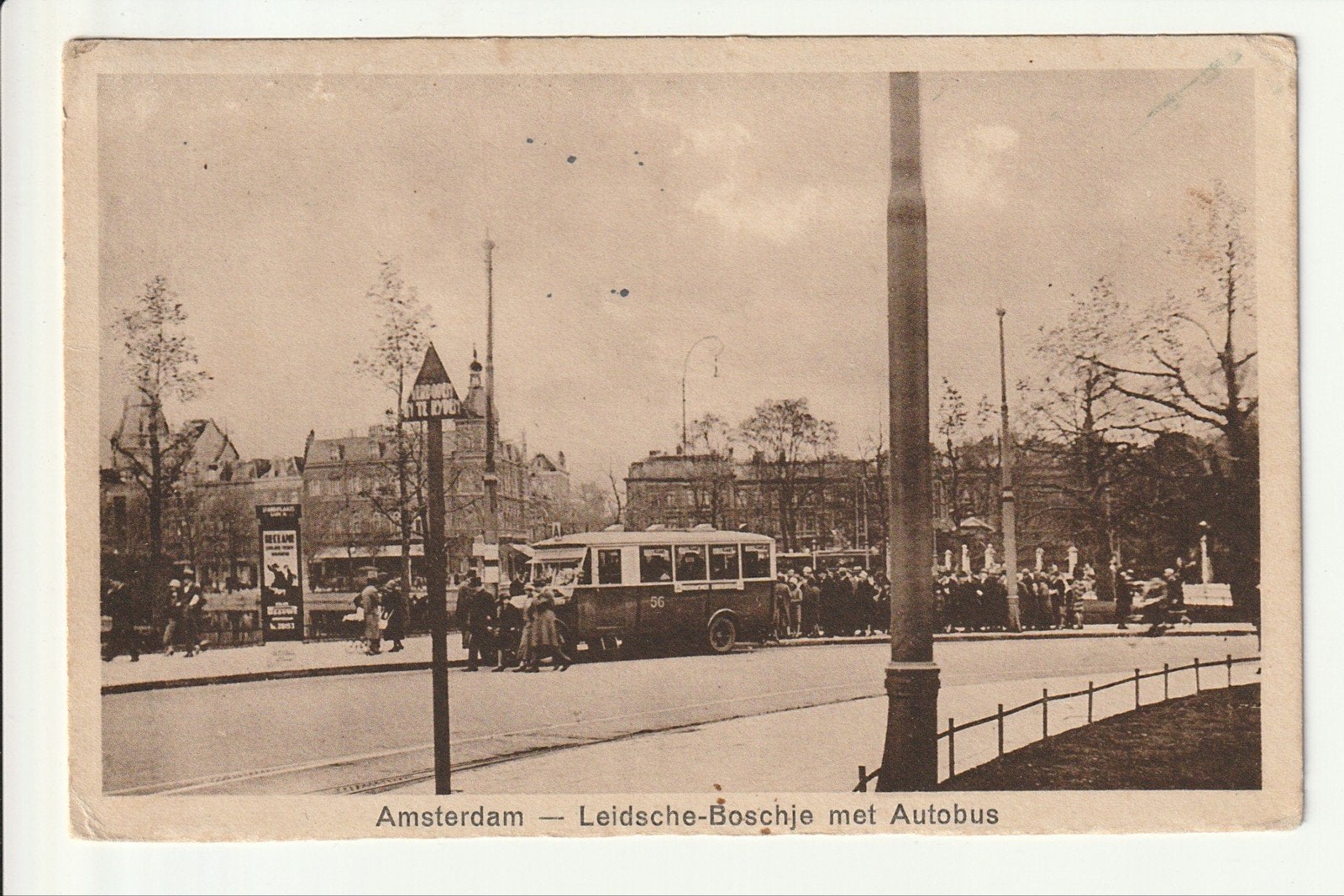 AMSTERDAM LEIDSCHE BOSCHJES GEMEENTE BUS BROCKWAY ALLAN 56, Verzamelen, Ophalen of Verzenden, 1920 tot 1940, Gelopen, Noord-Holland