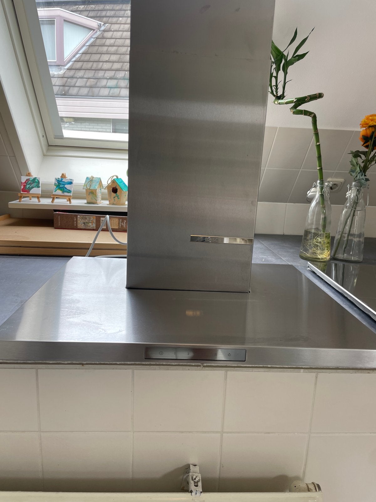 Bosch Afzuigkap RVS - Goede staat, Ophalen, Wandschouwkap, Zo goed als nieuw, 400 tot 600 m³ per uur