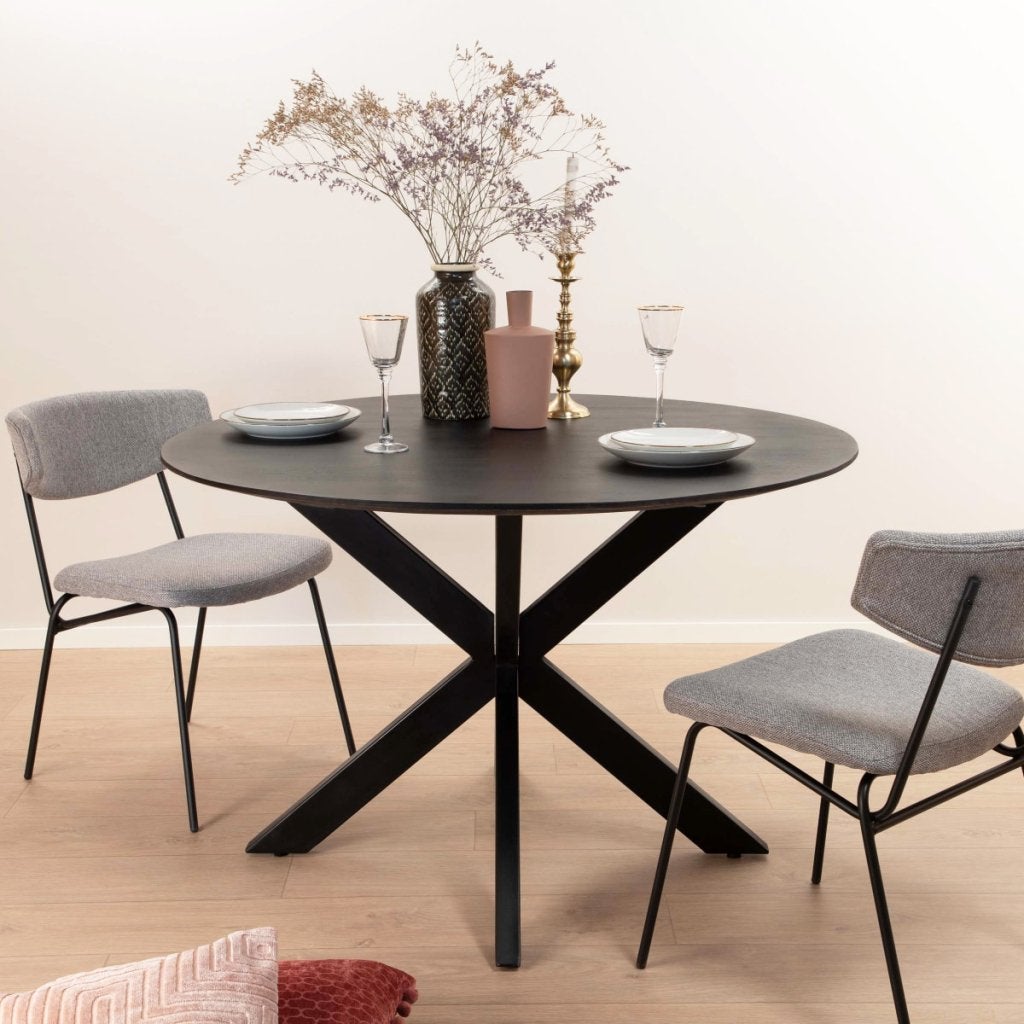 Ronde eettafel Oslo Black Round 130 cm, Ophalen, 100 tot 150 cm, Maxi Living, Zo goed als nieuw