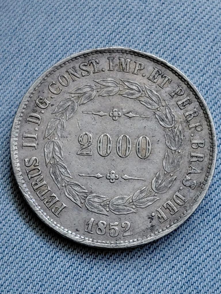 Brazilië 2000 Reis 1852 Pedro II  - Zilver, Verzenden, Zuid-Amerika, Losse munt, Zilver