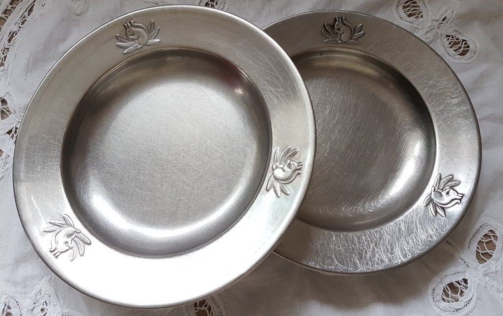 Vintage Gero Zilmeta kinderborden | Eekhoorntje (set van 2), Ophalen of Verzenden
