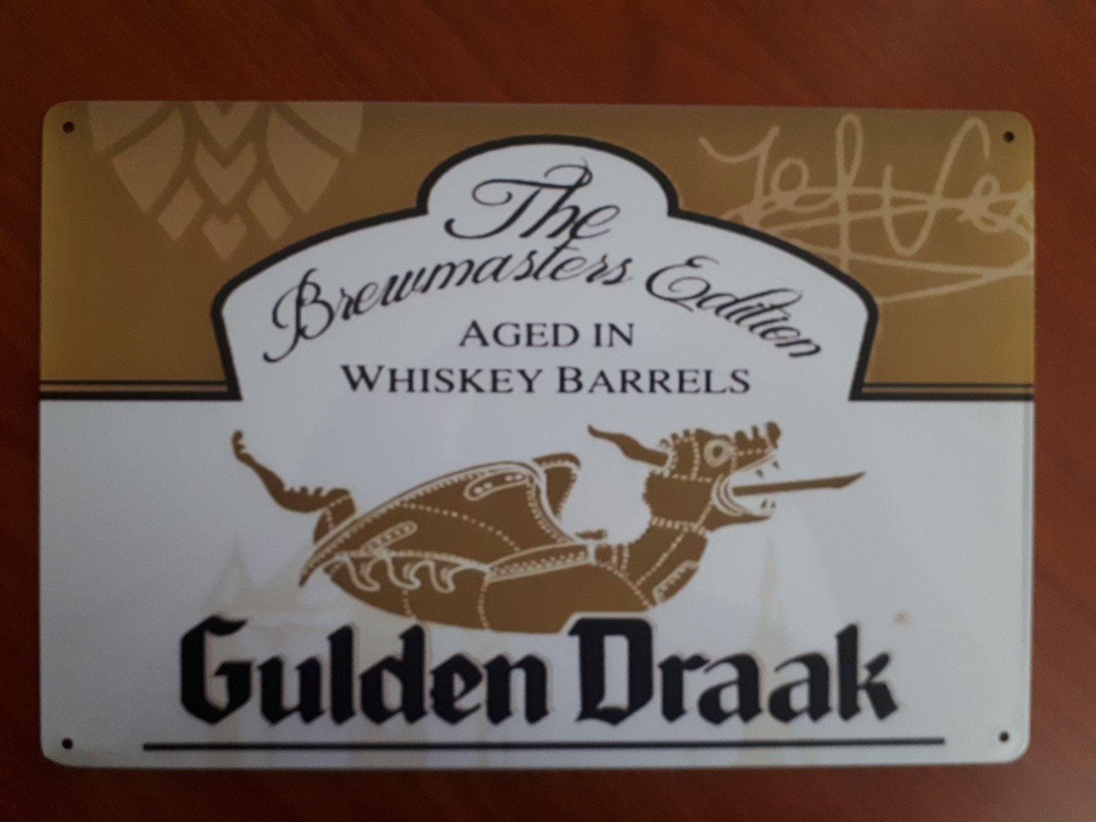 Gulden Draak 20x30 cm Metalen Reclamebord, Verzamelen, Verzenden, Nieuw, Reclamebord, Plaat of Schild, Overige merken