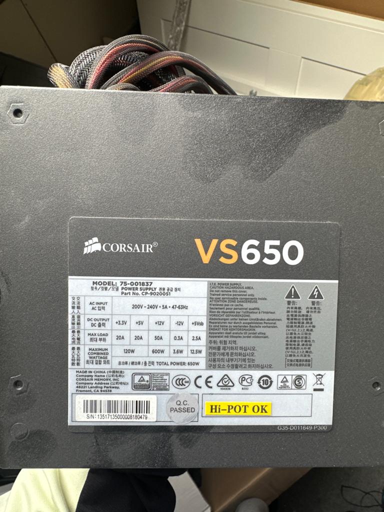 Corsair VS650 Voeding - 650W PC Voeding, Computers en Software, Interne voedingen, Zo goed als nieuw, Ophalen