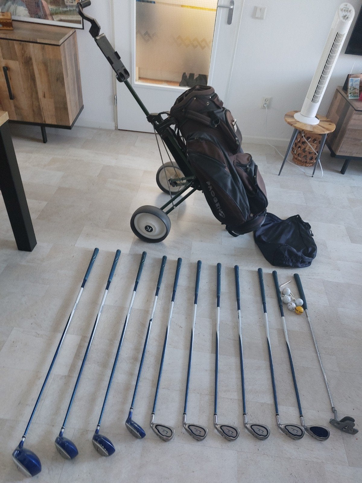 Complete heren golfset Zevo met tas en trolley, Sport en Fitness, Golf, Ophalen, Gebruikt, Set, Overige merken