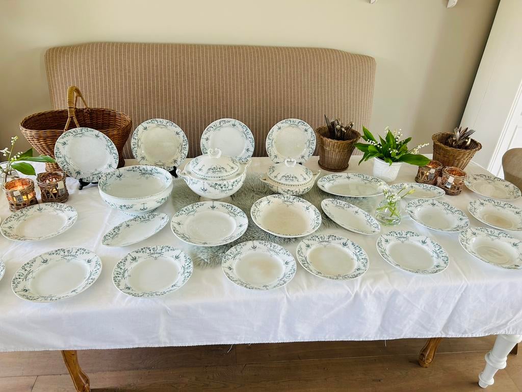 K&G Brienne 1870 antiek frans Petrol servies art deco, Antiek en Kunst, Ophalen