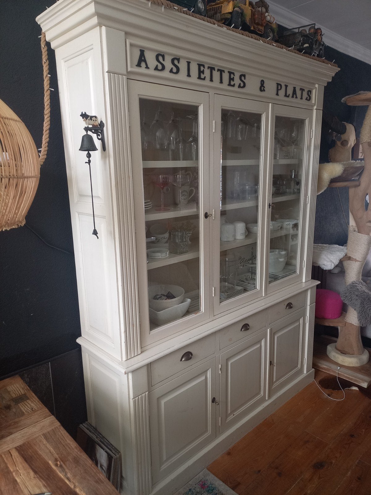 Buffetkast met glazen deuren - 220x171x43cm, Huis en Inrichting, Ophalen, Gebruikt, Met deur(en), 150 tot 200 cm