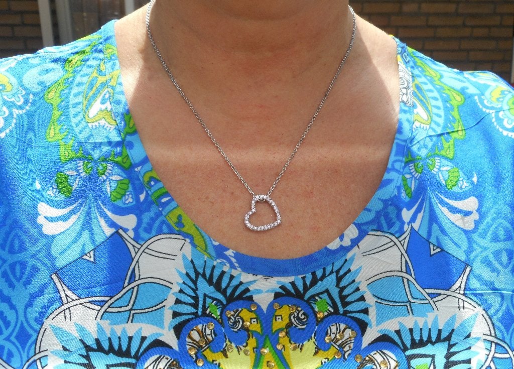 Zilveren NONA ketting met hart hanger roze steentjes nr.485